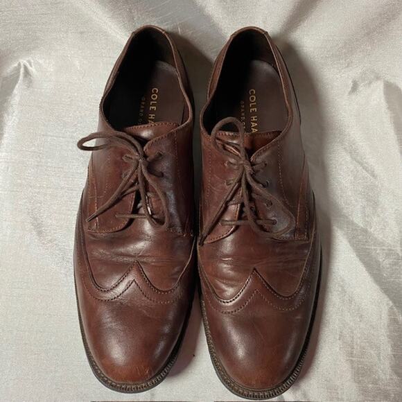 Cole Haan Mens Size 9.5 Grand OS Brown Leather Wingtip Oxford Derby Dress Shoes main image 5